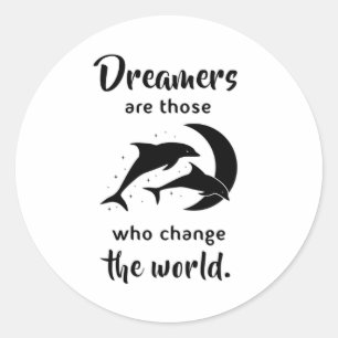 Dolphins Dolphin Sea Fish Animal Ocean Funny Gift Classic Round Sticker