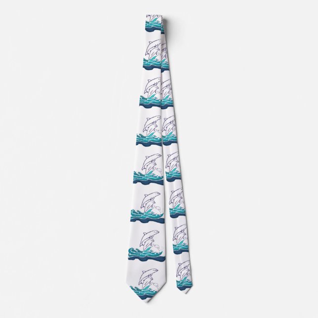 Dolphins drawing  Tie (Front)