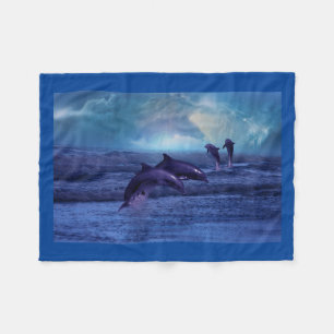 Dolphins fun and play fleece blanket