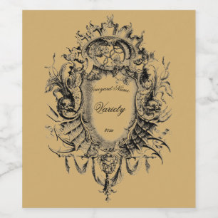 Dolphins & Grapevine Cartouche Template  Wine Label