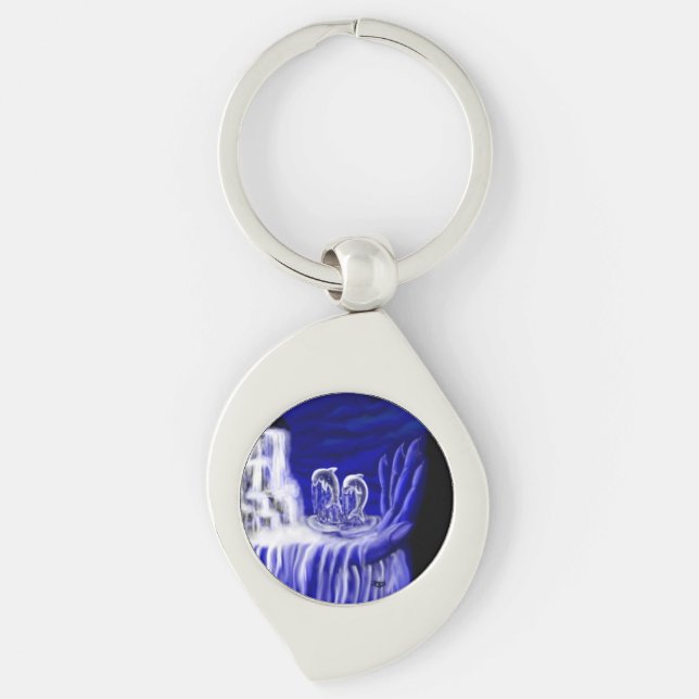 Dolphins , Hand of Times Key Ring (Front)
