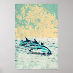 Dolphins in the Atlantic ocean Postcard Poster