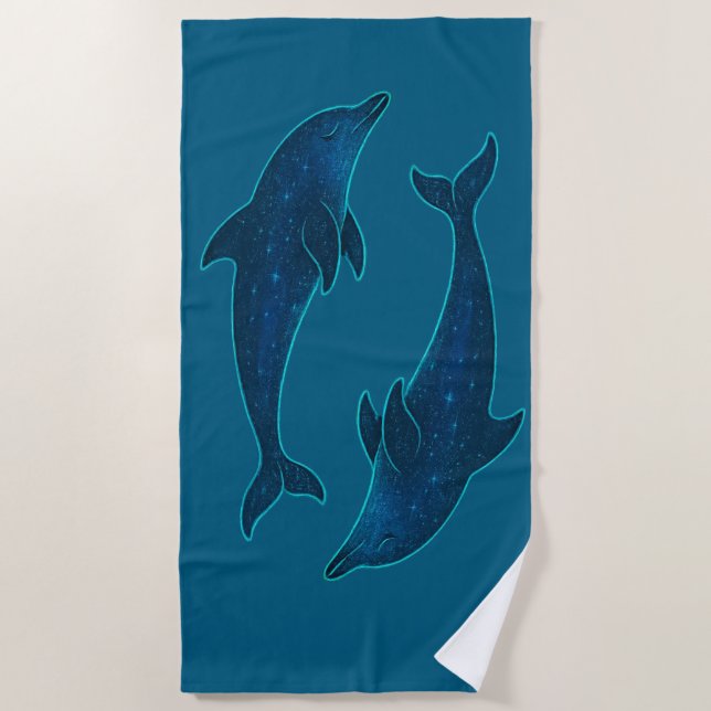 Dolphins in the Deep Blue Sea Beach Towel (Front)