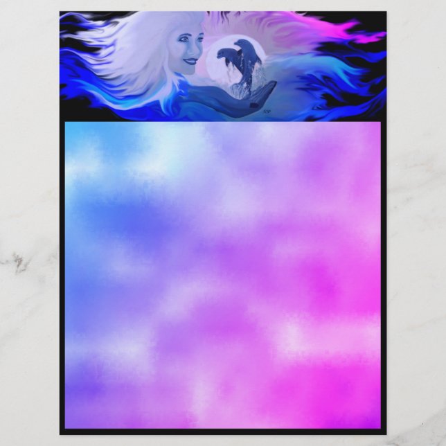 Dolphins in the Moonligh Custom Letterhead (Front)