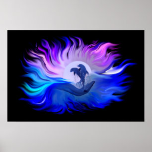 Dolphins in the Moonligh Poster