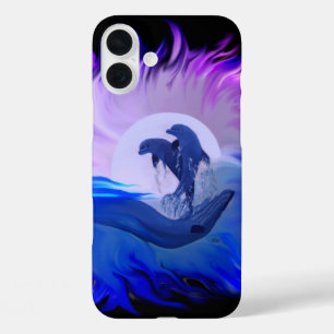 Dolphins in the Moonlight iPhone 16 Plus Case