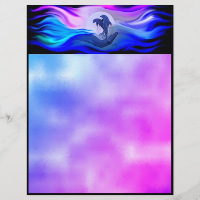 Dolphins in the Moonlight Custom Letterhead (Front)