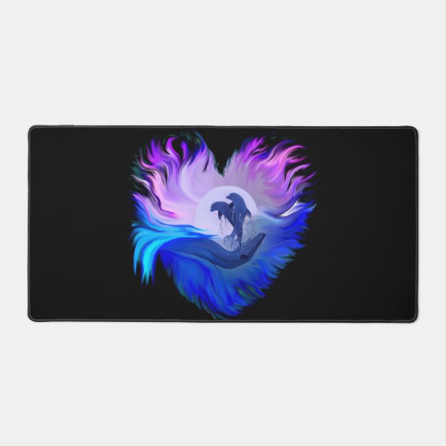 Dolphins in the Moonlight Desk Mat (Front)