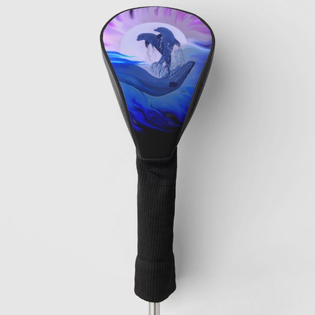 Dolphins in the Moonlight Golf Head Cover (Front)