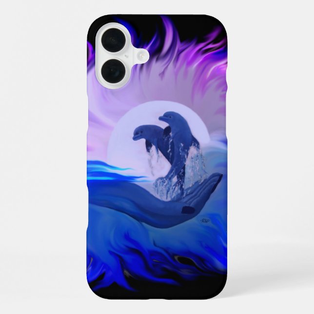 Dolphins in the Moonlight iPhone Case (Back)