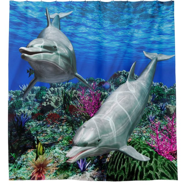 Dolphins In The Ocean Shower Curtain (Front)