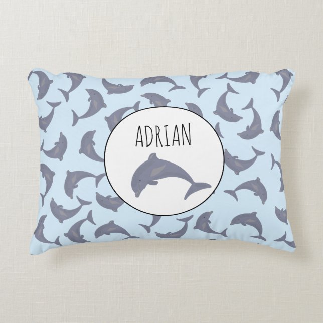 Dolphins in the Sea Pattern Decorative Cushion (Front)