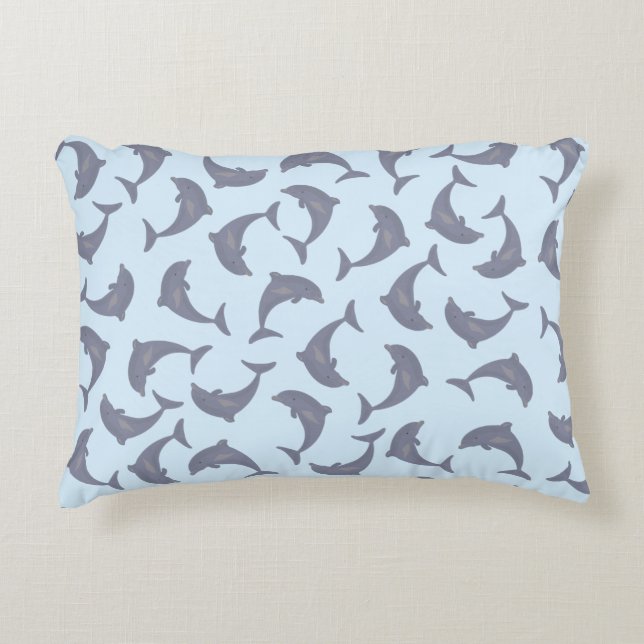 Dolphins in the Sea Pattern Decorative Cushion (Front)
