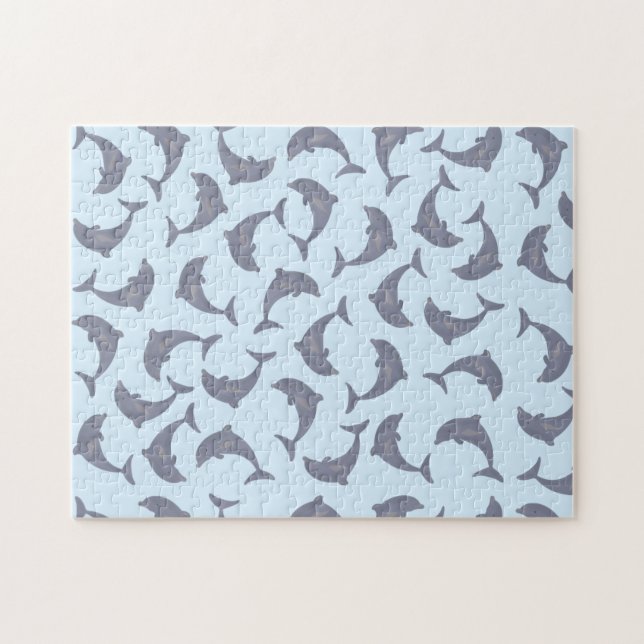 Dolphins in the Sea Pattern Jigsaw Puzzle (Horizontal)