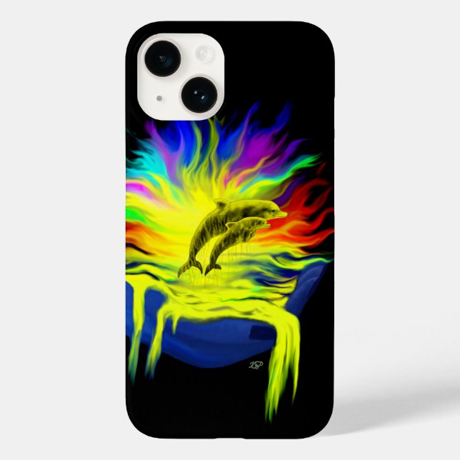 Dolphins in the Sunshine with Hand Case-Mate iPhone Case (Back)