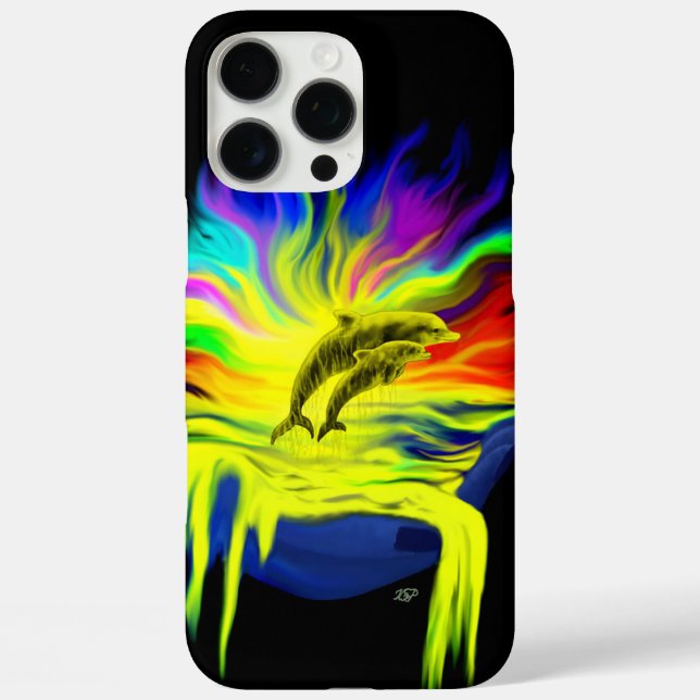 Dolphins in the Sunshine with Hand Case-Mate iPhone Case (Back)