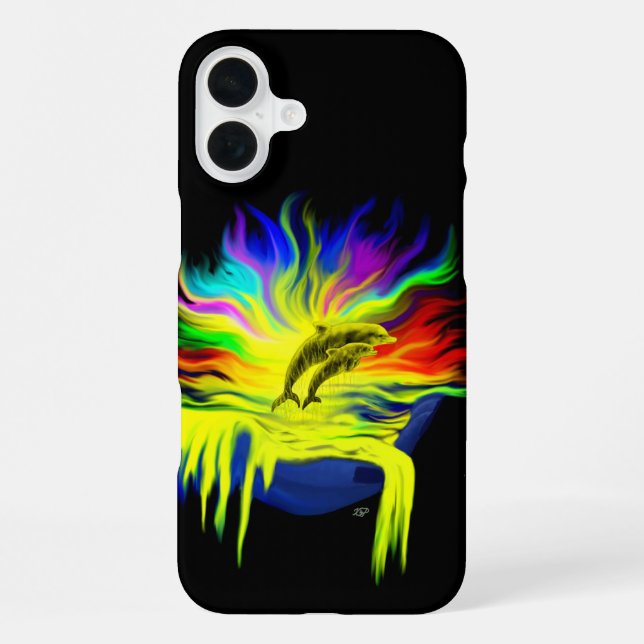 Dolphins in the Sunshine with Hand iPhone Case (Back)
