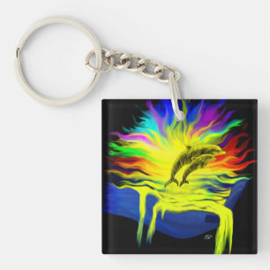 Dolphins in the Sunshine with Hand Key Ring