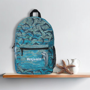 Dolphins in Water Personalized Kids Backpack