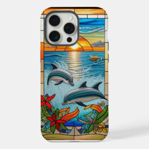 Dolphins Jumping at Sunset on the Ocean iPhone 15 Pro Max Case