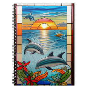 Dolphins Jumping at Sunset on the Ocean Notebook