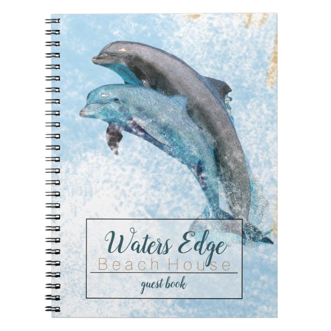 Dolphins Jumping In Water Coastal Artwork Notebook (Front)