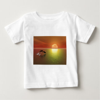 dolphins jumping ocean sunset baby T-Shirt