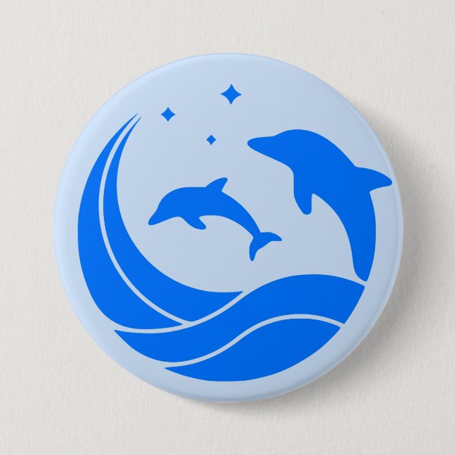 Dolphins Jumping Waves 7.5 Cm Round Badge (Front)