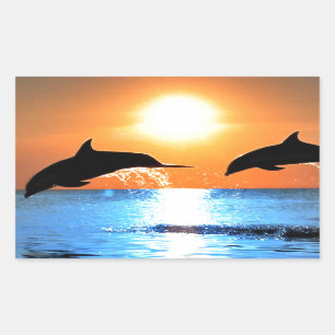 Dolphins Leaping Rectangular Sticker
