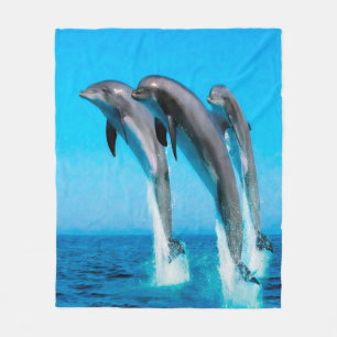 Dolphins Nautical Ocean Fleece Blanket Blanket