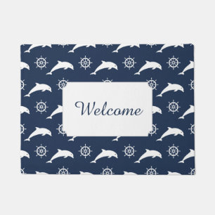 Dolphins On Parade Pattern   Add Your Text Doormat
