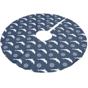 Dolphins On Parade Pattern Brushed Polyester Tree Skirt