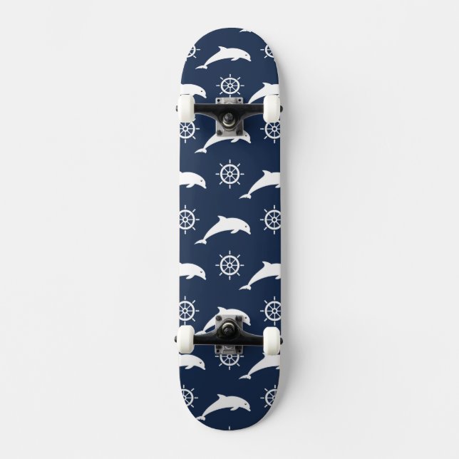 Dolphins On Parade Pattern Skateboard (Front)