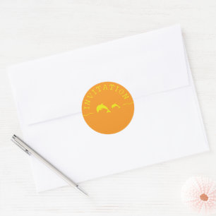 Dolphins Orange & Yellow Invitation Envelope Seal