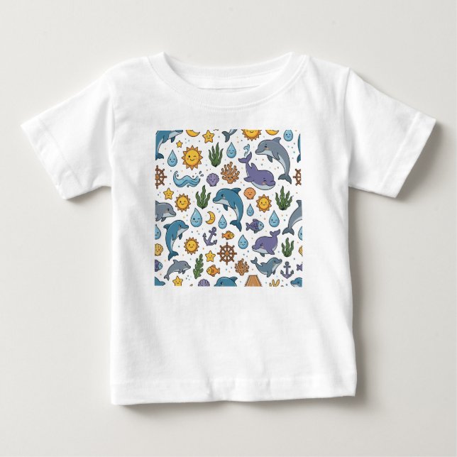 dolphins pattern baby T-Shirt (Front)