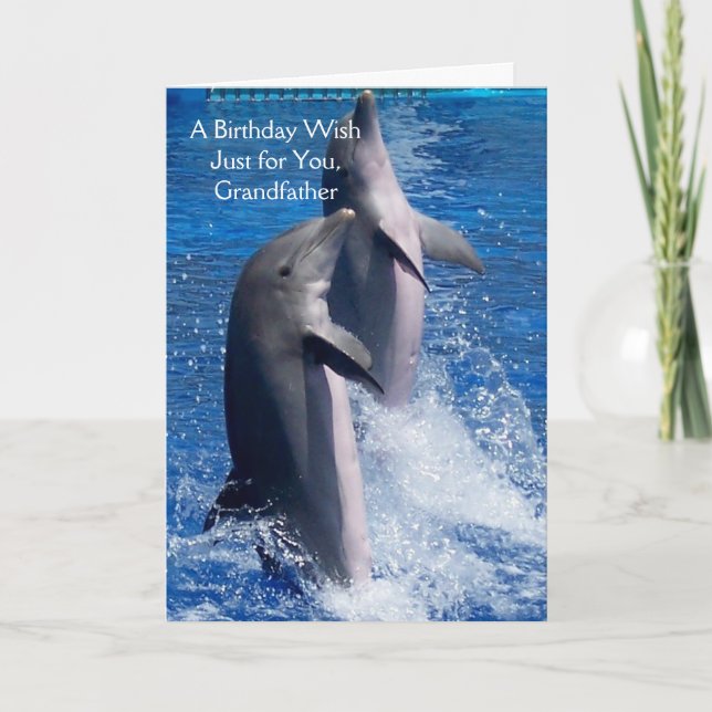 Dolphins Personalised Grandfather Birthday Card (Front)