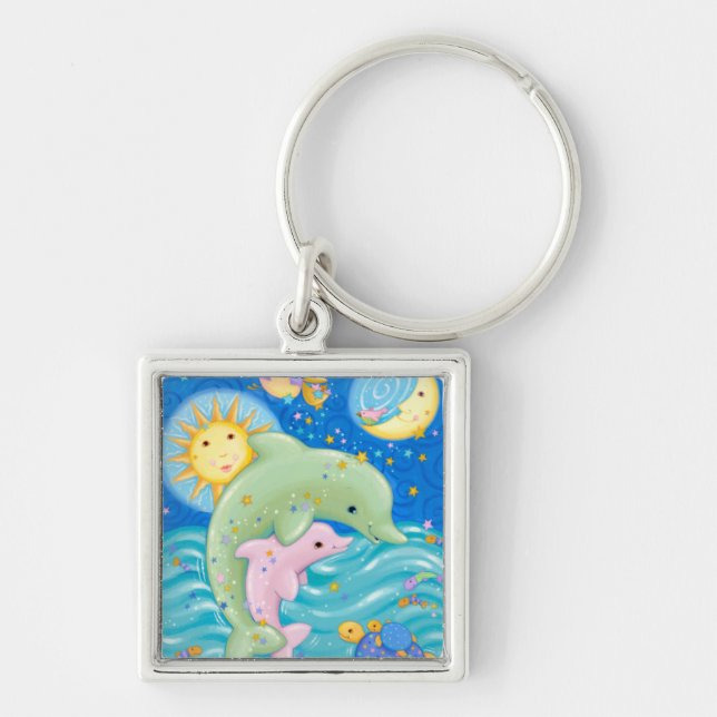 Dolphins Play Key Ring (Front)