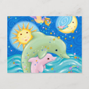 Dolphins Play Postcard