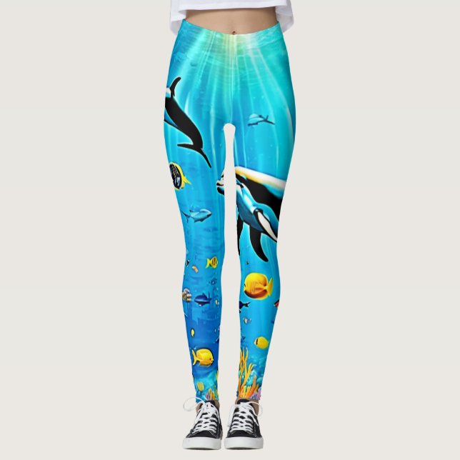 Dolphins & Reef: Underwater Joy Leggings (Front)