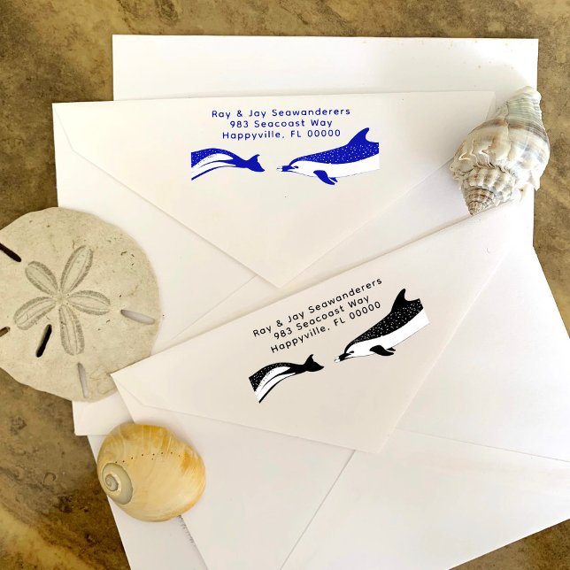 Dolphins Return Address Wooden Ink Stamp (Creator Uploaded)
