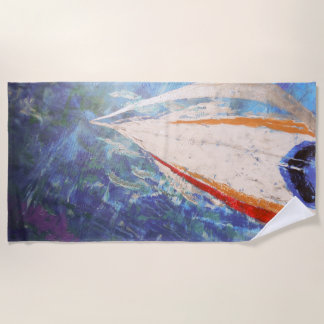 Dolphins ride along beach towel