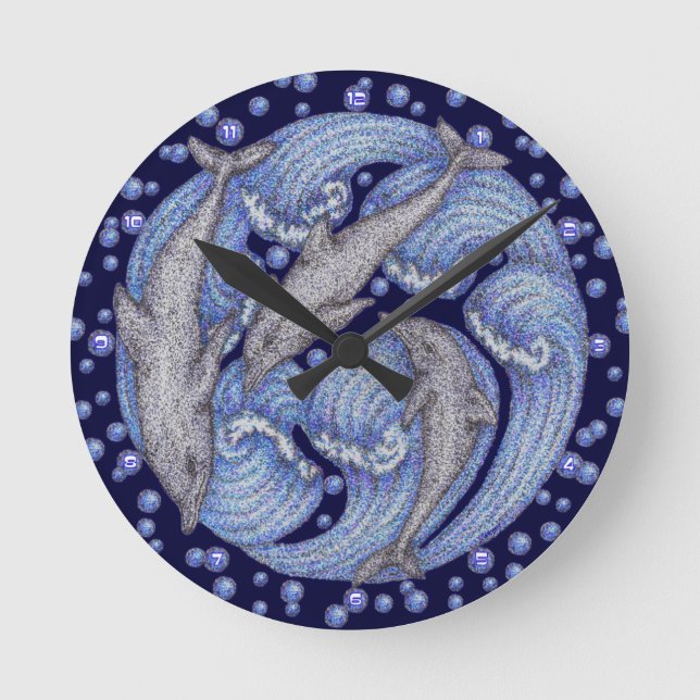 Dolphins Round Clock (Front)