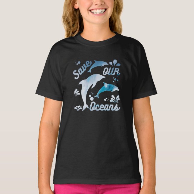 Dolphins/Save Our Oceans T-Shirt (Front)