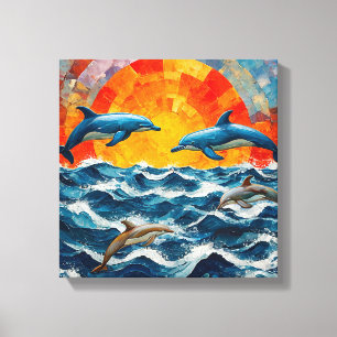 Dolphins Seascape Canvas Print