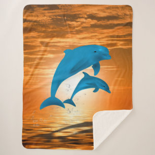 Dolphins Sherpa Blanket