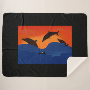Dolphins Sherpa Blanket