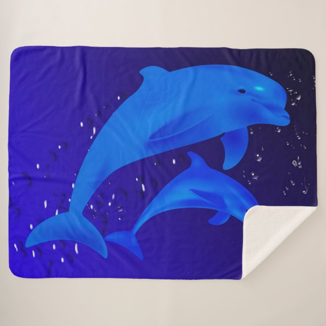 Dolphins Sherpa Blanket (Front (Horizontal))