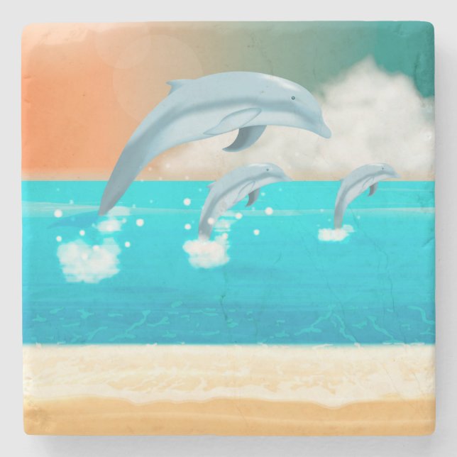 Dolphins Stone Coaster (Front)