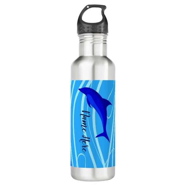Dolphins & Sun Personalise Add Your Name or Text 710 Ml Water Bottle (Front)