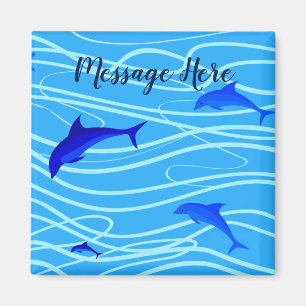Dolphins & Sun Personalise Add Your Name or Text Magnet